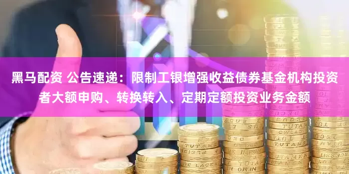 黑马配资 公告速递：限制工银增强收益债券基金机构投资者大额申购、转换转入、定期定额投资业务金额
